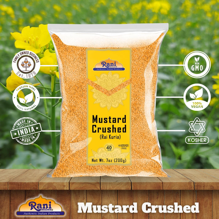 Rani Mustard Seeds Crushed Coarse 7oz (200g) ~ All Natural | Gluten Friendly | NON-GMO | Kosher | Vegan | Indian Origin