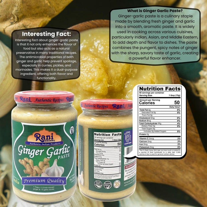 Rani Ginger Garlic Cooking Paste 26.5oz (750g) ~ Pack of 6 ~ Vegan | Glass Jar | Gluten Free | NON-GMO | No Colors | Indian Origin