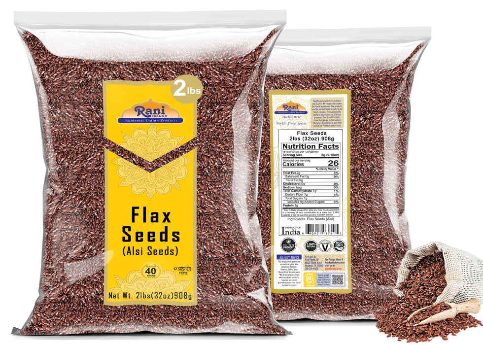 Rani Flax Seeds Whole Raw (Alsi, Linum usitatissimum) 32oz (2lbs) 908g ~ All Natural | Gluten Friendly | Non-GMO | Kosher | Vegan | Indian Origin