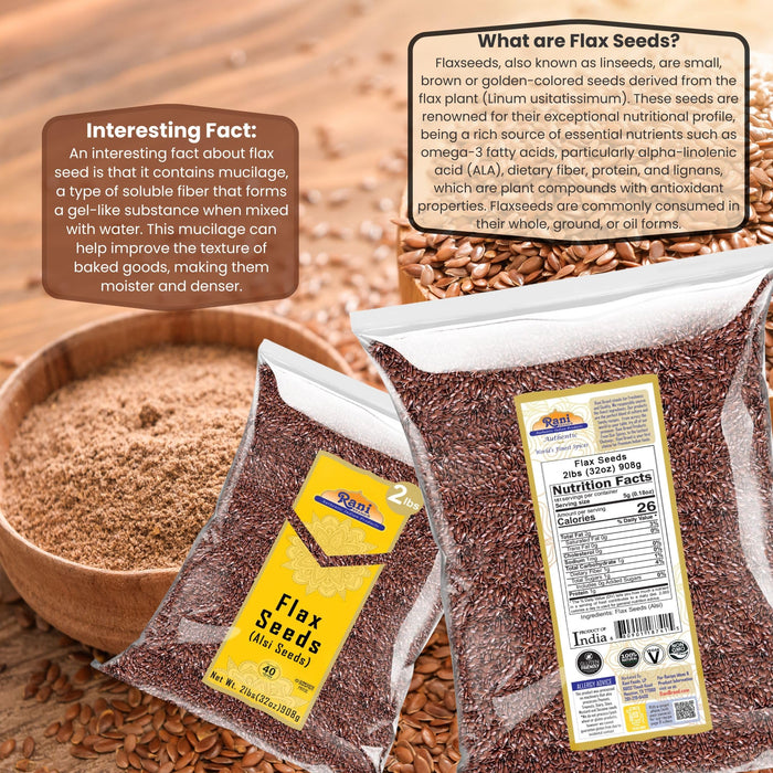 Rani Flax Seeds Whole Raw (Alsi, Linum usitatissimum) 32oz (2lbs) 908g ~ All Natural | Gluten Friendly | Non-GMO | Kosher | Vegan | Indian Origin