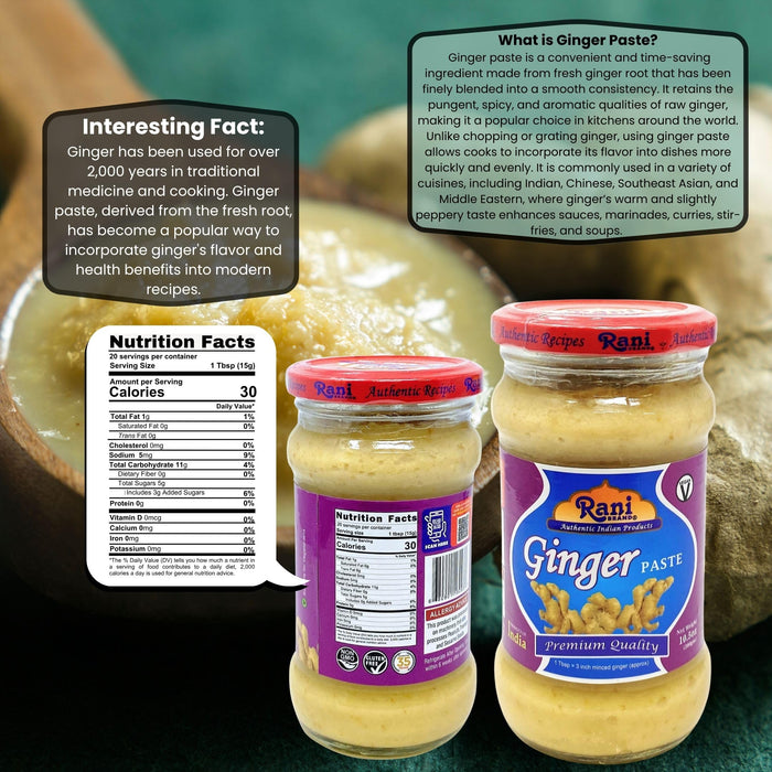Rani Ginger Cooking Paste 10.5oz (300g) Glass Jar ~ Vegan | Gluten Free | NON-GMO | No Colors | Indian Origin