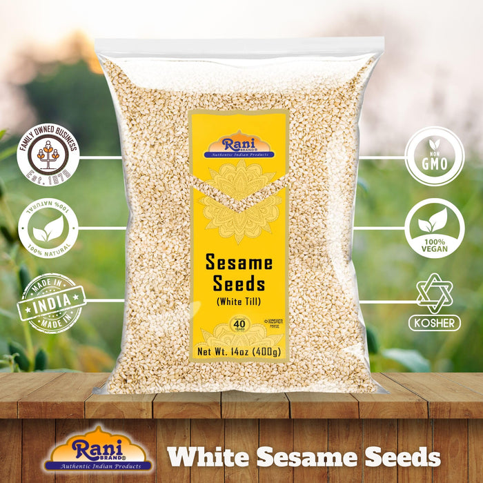 Rani Sesame Seeds White (Till) 14oz (400gm) ~ All Natural | Gluten Free Ingredients | NON-GMO | Kosher | Vegan | Indian Origin