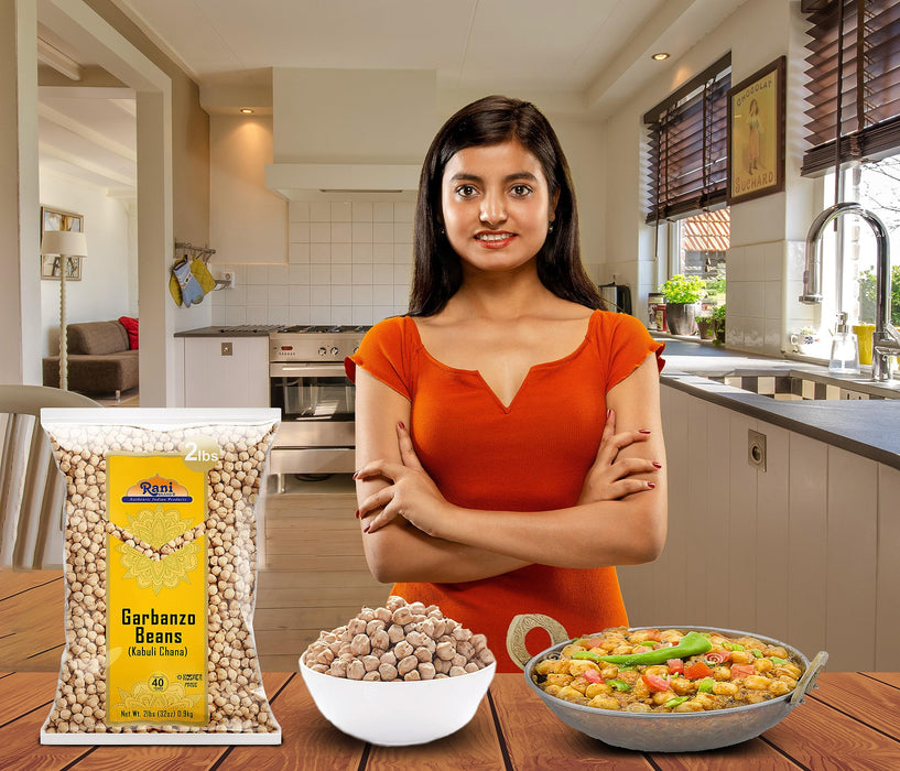Rani Garbanzo Beans (Kabuli Chana) 32oz (2lbs) 908g ~ All Natural | Vegan | Gluten Friendly | NON-GMO | Kosher | Indian Origin