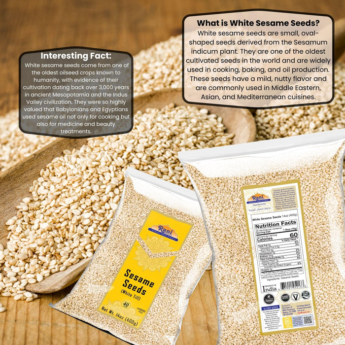 Rani Sesame Seeds White (Till) 14oz (400gm) ~ All Natural | Gluten Free Ingredients | NON-GMO | Kosher | Vegan | Indian Origin