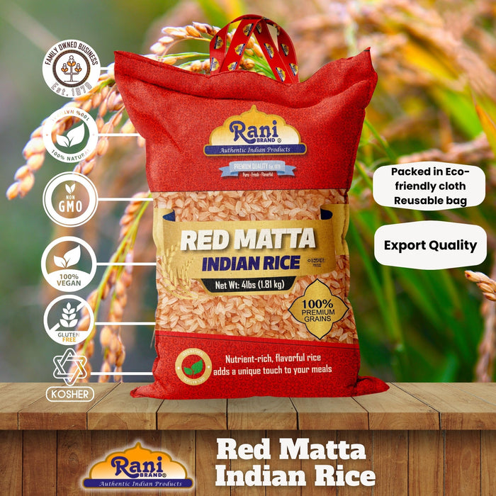 Rani Red Matta Indian Rice 64oz (4lbs) 1.81kg Cloth Bag ~ All Natural | Gluten Friendly | Vegan | Kosher | Export Quality | Indian Origin