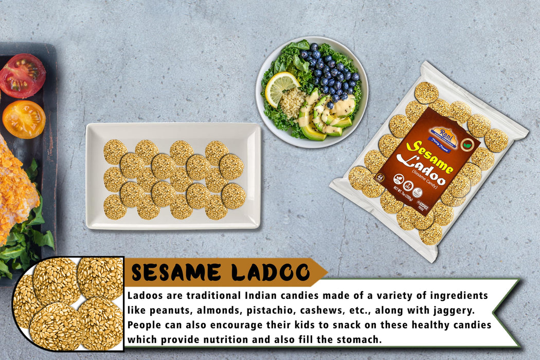 Rani Sesame Ladoo (Round Sesame Brittle Candy) 7oz (200g) x Pack of 20 ~ All Natural | Vegan | No colors | Gluten Friendly | Indian Origin