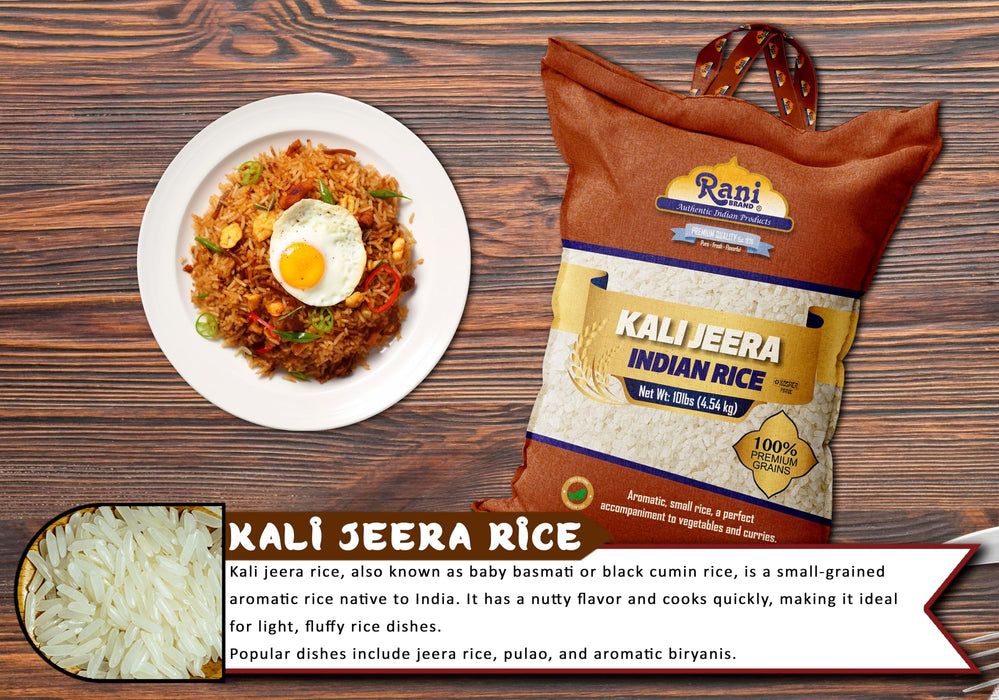 Rani Kali Jeera Indian Rice 160oz (10lbs) 4.54kg Cloth Bag ~ All Natural | Gluten Friendly | Vegan | Kosher | Export Quality | Indian Origin