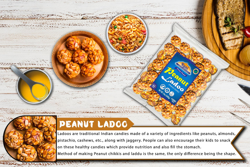Rani Peanut Ladoo (Round Peanut Brittle Candy) 14oz (400g) ~ All Natural | Vegan | Kosher | No colors | Gluten Free Ingredients | Indian Origin