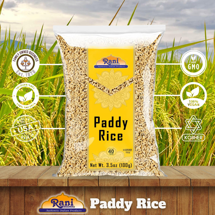 Rani Paddy Rice (Raw Unfinished Rice) 3.5oz (100g) ~ All Natural | Vegan | Gluten Friendly | NON-GMO | Kosher | Product of USA