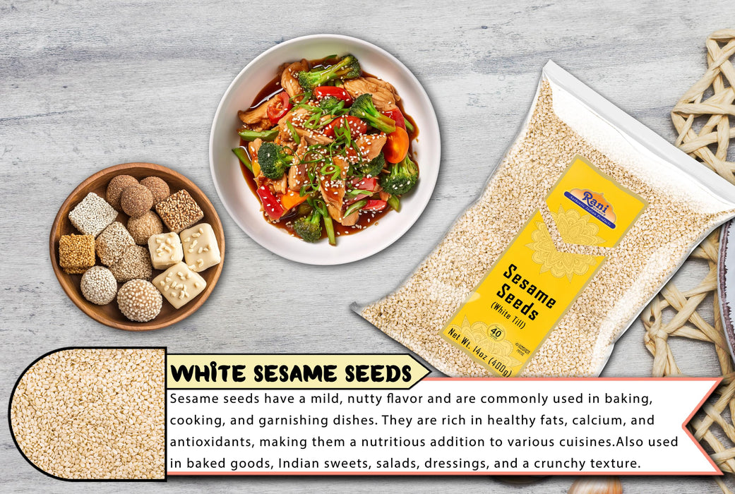 Rani Sesame Seeds White (Till) 14oz (400gm) ~ All Natural | Gluten Free Ingredients | NON-GMO | Kosher | Vegan | Indian Origin