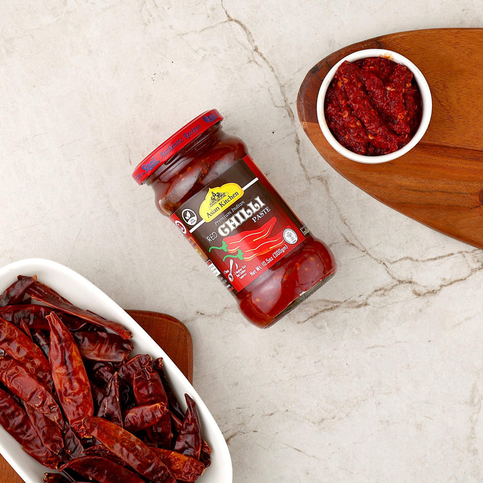 Asian Kitchen Red Chilli Cooking Paste 10.58oz (300g) ~ Vegan | Glass Jar | Gluten Free | NON-GMO | No Colors | Indian Origin