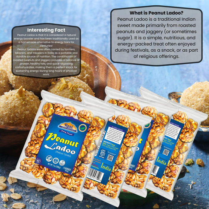 Rani Peanut Ladoo (Round Peanut Brittle Candy) 7oz (200g) x Pack of 4 ~ All Natural | Vegan | Kosher | No colors | Gluten Friendly | Indian Origin