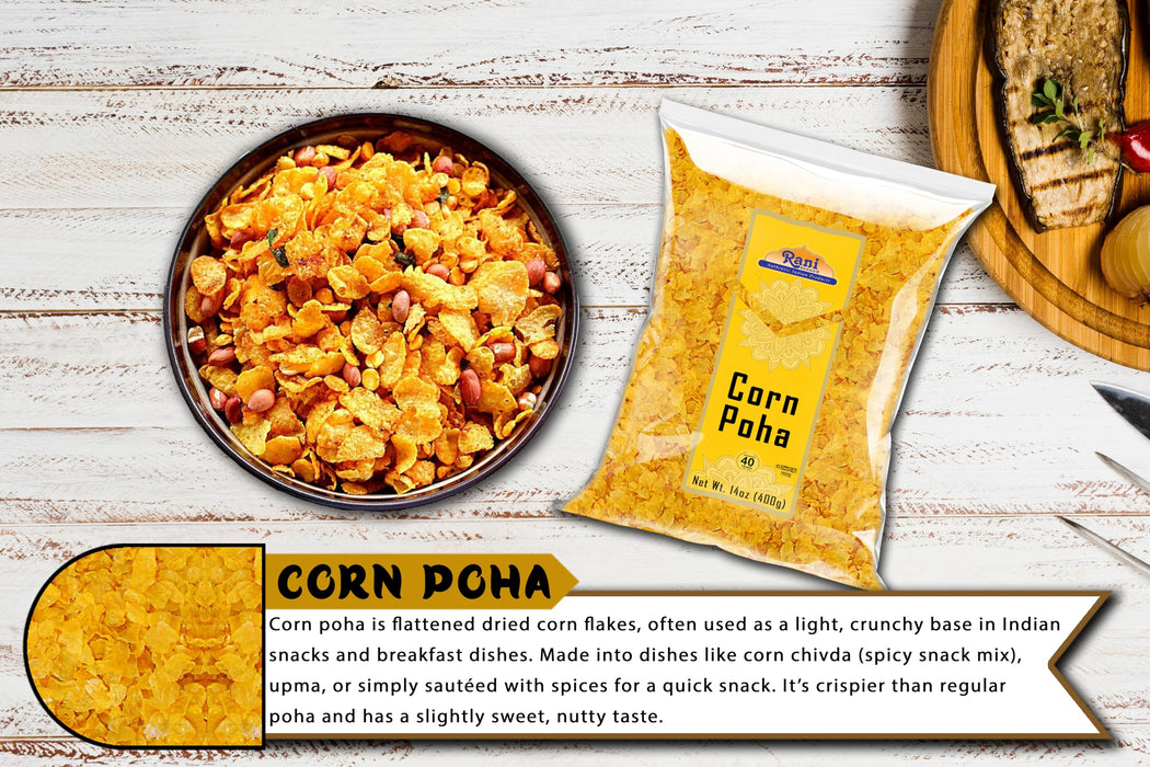 Rani Corn Poha 14oz (400g) ~ All Natural | Gluten Friendly | Vegan | Kosher | Indian Origin