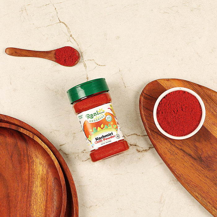 Rani Organic Kashmiri Chilli Powder (Deggi Mirch, Low Heat) 3oz (85g) PET Jar ~ All Natural | Vegan | Gluten Friendly | NON-GMO | Indian Origin | USDA Certified Organic