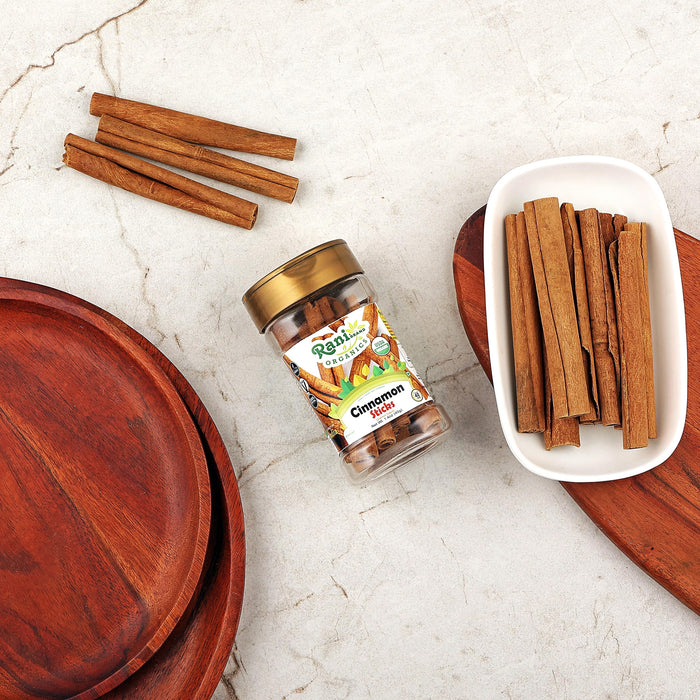 Rani Organic Cinnamon Sticks 1.4oz (40g) PET Jar - 7-9 Sticks - Strong Aroma, Perfect for Baking, Cooking & Beverages | 3+ Inches Length - Cassia Saigon Cinnamon from Vietnam | Kosher