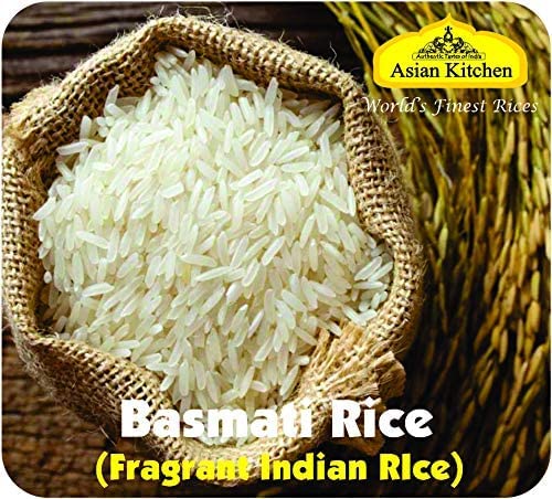 Asian Kitchen Silver White Basmati Rice Aged, 10 Pound (10lbs, 4.54kg) ~ All Natural | Gluten Friendly | Vegan | Indian Origin | Export Quality