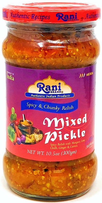 Rani Mixed Vegetable Pickle (Achar, Spicy Indian Relish) 10.5oz (300g) Glass Jar, Pack of 5+1 FREE ~ Vegan | Gluten Free | NON-GMO | No Colors