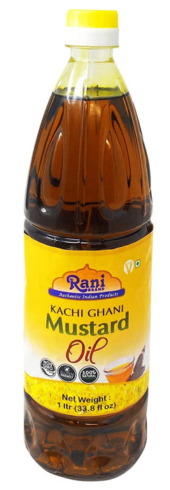 Rani Mustard Oil (Kachi Ghani) 33.8 Ounce (1 Liter) Pack of 12, NON-GMO | Gluten Free | Vegan | 100% Natural