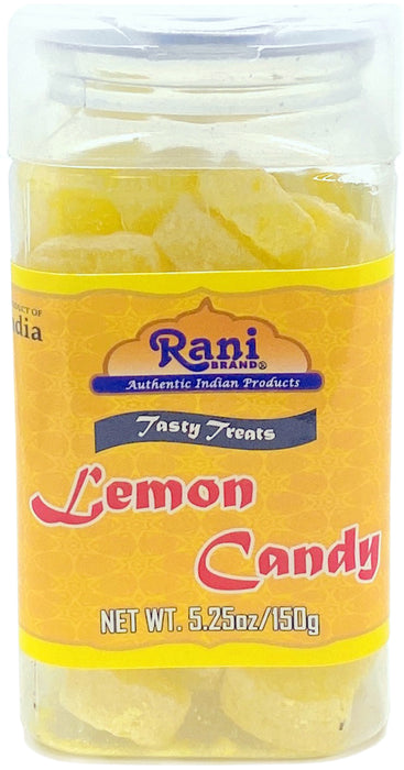 Rani Lemon Candy 5.25oz (150g) Vacuum Sealed, Easy Open Top, Resealable Container ~ Indian Tasty Treats | Vegan | Gluten Friendly | NON-GMO | Indian Origin