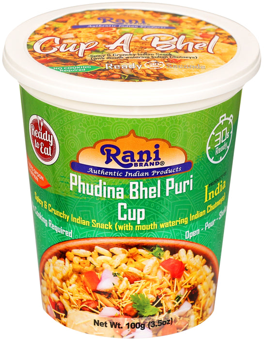 Rani Bhel Puri Cups 5 Flavors-in-1 Set (Regular, Roasty, Mango, Schezuan, Pudina) 3.5oz (100g), Pack of 5 ~ Spicy & Crunchy Indian Snack | Ready to Eat | Vegan | NON-GMO | Indian Origin