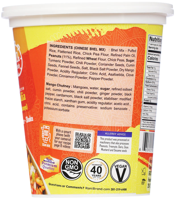 Rani Mango Bhel Puri Cup (Spicy & Crunchy Indian Snack w/ mouth watering Indian Chutneys) 3.5oz (100g), Pack of 4 ~ Ready to Eat | Vegan | NON-GMO | Indian Origin