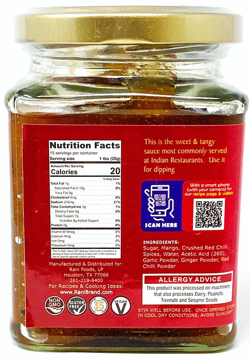 Rani 14-Spice Eshamaya's Mango Chutney (Indian Preserve) 10.5oz (300g) Glass Jar, Ready to eat, Vegan ~ Gluten Free, All Natural, NON-GMO