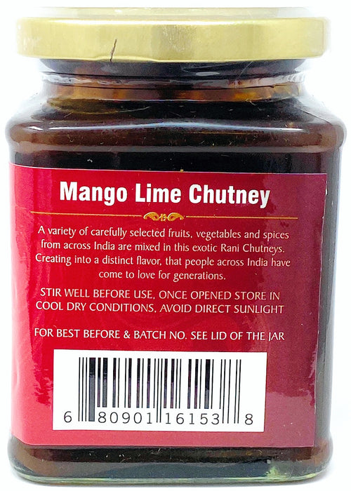 Rani Mango Lime Chutney (Indian Preserve) 10.5oz (300g) Glass Jar, Ready to eat, Vegan ~ Gluten Free, All Natural, NON-GMO