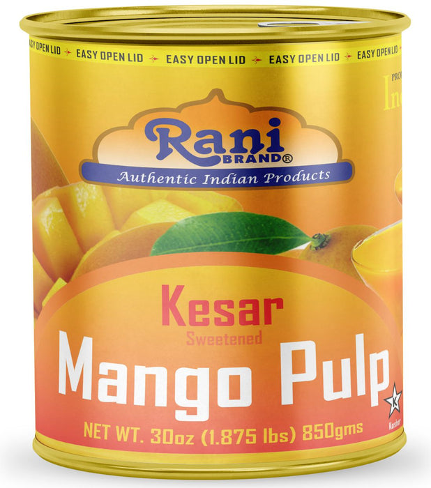 Rani Mango Pulp Puree (Kesar Sweetened) 30oz (1.875lbs) 850g Pack of 2 ~ Kosher | All Natural | NON-GMO | Vegan | No colors | Gluten Friendly
