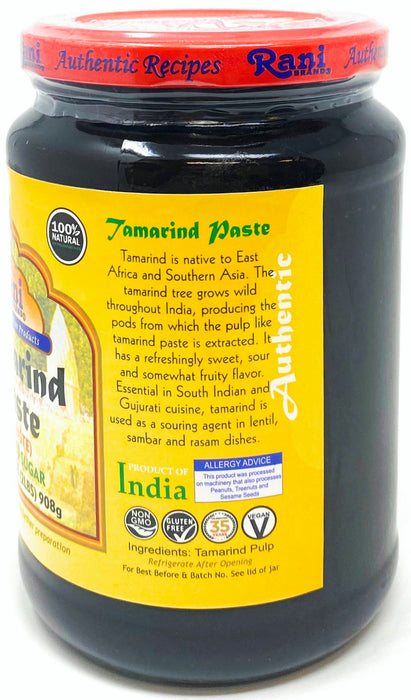 Rani Tamarind Paste Puree (Imli) 32oz (2lbs) 908g Bulk Glass Jar, No added sugar ~ All Natural | Vegan | Gluten Free | No Colors | NON-GMO | Indian Origin