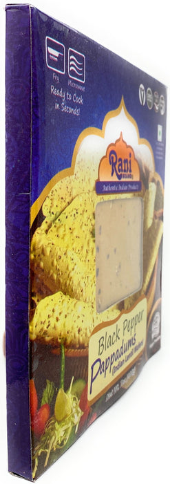 Rani Pappadums (Indian Lentil Wafer Snack) Black Pepper Papad 7oz (200g) Approximately 15pc, 7 inches, Pack of 2 ~ All Natural | Gluten Friendly | NON-GMO | Vegan | Indian Origin