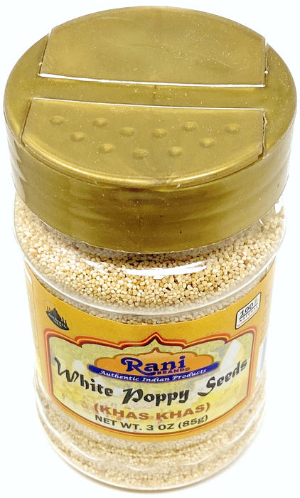 Rani White Poppy Seeds Whole (Khus Khus) 3oz (85g) PET Jar ~ Natural | Vegan | Gluten Friendly | NON-GMO | Indian Origin