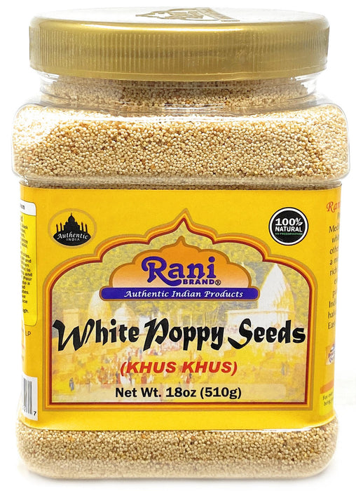 Rani White Poppy Seeds Whole (Khus Khus) 18oz (1.12lbs) 510g PET Jar ~ Natural | Vegan | Gluten Friendly | NON-GMO
