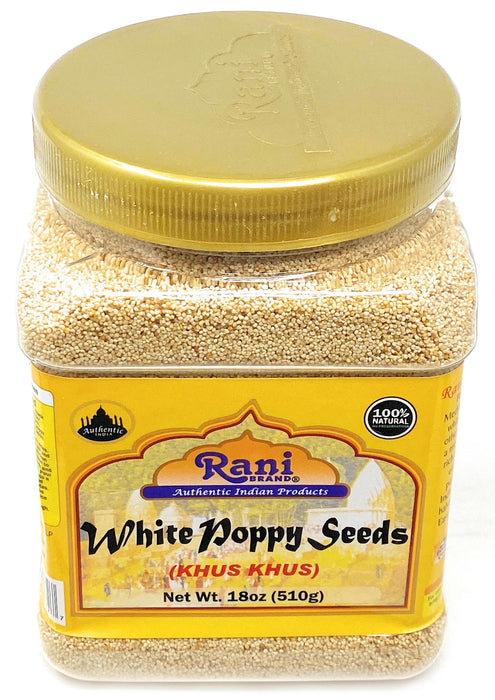 Rani White Poppy Seeds Whole (Khus Khus) 18oz (1.12lbs) 510g PET Jar ~ Natural | Vegan | Gluten Friendly | NON-GMO