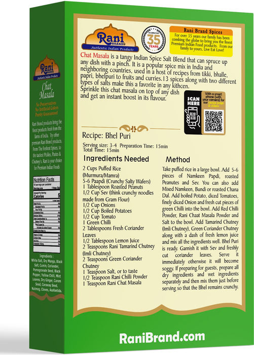 Rani Chat Masala (14 Spice Seasoning Salt) Tangy Indian Seasoning 3.5oz (100g) ~ All Natural | No MSG | Vegan | No Colors | Gluten Friendly | NON-GMO