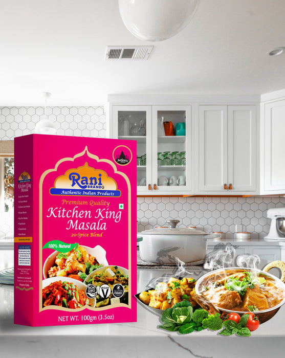 Rani Kitchen King Masala (20-Spice Curry blend) 3.5oz (100g) ~ All Natural | Vegan | No Colors | Gluten Friendly | NON-GMO | Indian Origin
