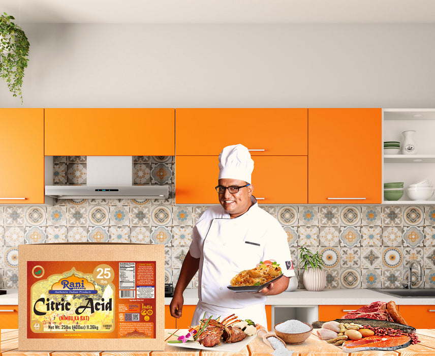 Rani Citric Acid Powder, Food Grade (Limbu Ka Ful) 400oz (25lbs) 11.36kg Bulk Box ~ Used for Cooking, Bath Bombs, Cleaning | Gluten Friendly | Kosher | Indian Origin