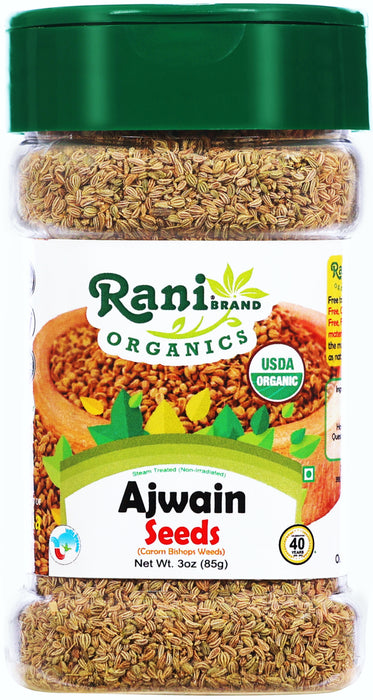 Rani Organic Ajwain Seeds (Carom Bishops Weed) Whole Indian Spice 3oz (85g) PET Jar ~ All Natural | Vegan | Gluten Friendly | USDA Certified Organic
