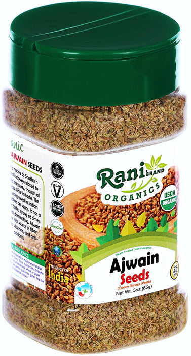 Rani Organic Ajwain Seeds (Carom Bishops Weed) Whole Indian Spice 3oz (85g) PET Jar ~ All Natural | Vegan | Gluten Friendly | USDA Certified Organic