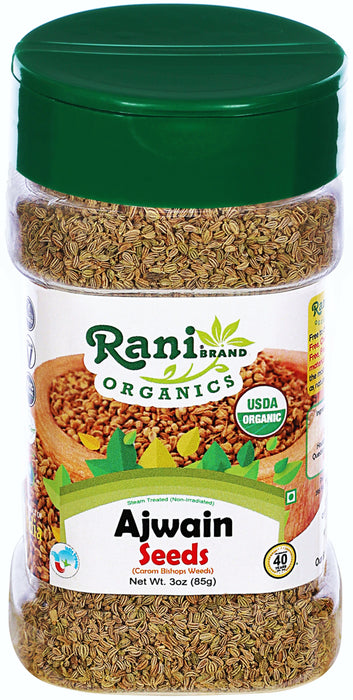 Rani Organic Ajwain Seeds (Carom Bishops Weed) Whole Indian Spice 3oz (85g) PET Jar ~ All Natural | Vegan | Gluten Friendly | USDA Certified Organic