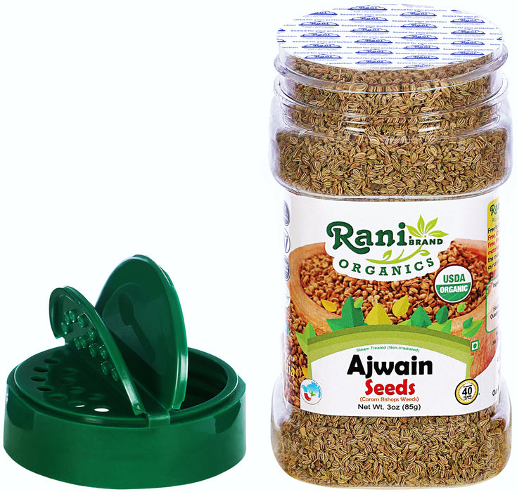 Rani Organic Ajwain Seeds (Carom Bishops Weed) Whole Indian Spice 3oz (85g) PET Jar ~ All Natural | Vegan | Gluten Friendly | USDA Certified Organic