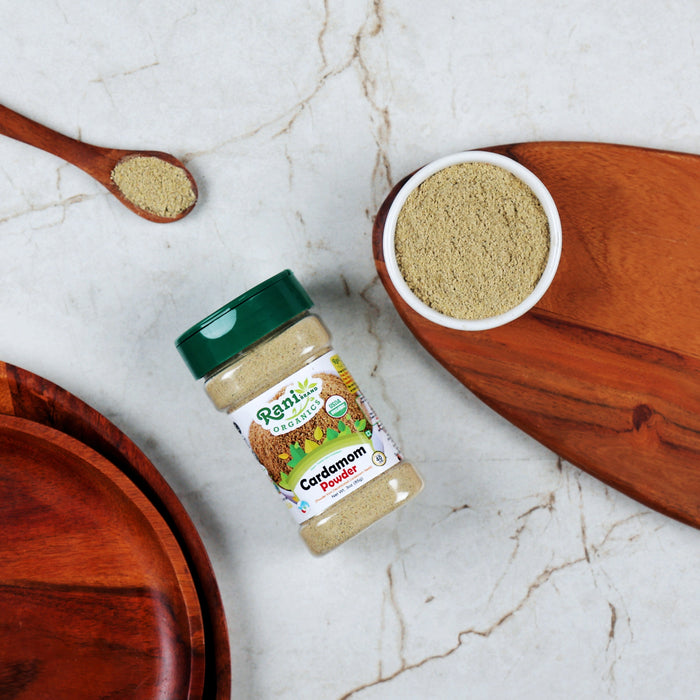 Rani Organic Cardamom (Elachi) Ground, Powder Indian Spice 3oz (85g) PET Jar ~ All Natural | Vegan | Gluten Friendly | USDA Certified Organic