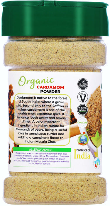 Rani Organic Cardamom (Elachi) Ground, Powder Indian Spice 3oz (85g) PET Jar ~ All Natural | Vegan | Gluten Friendly | USDA Certified Organic