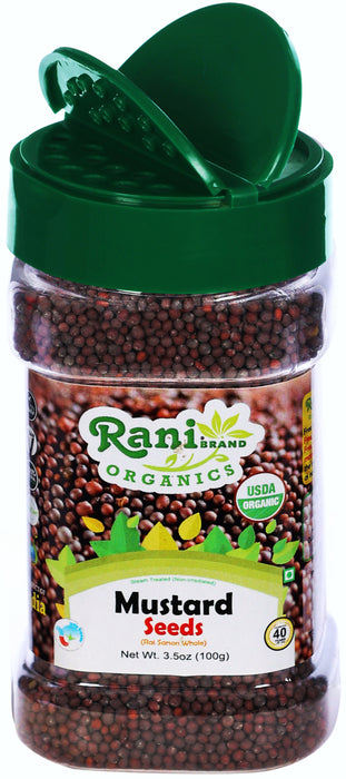 Rani Organic Black Mustard Seeds Whole Spice (Rai Sarson) 3.5oz (100g) PET Jar ~ All Natural | Vegan | Indian Origin | USDA Certified Organic