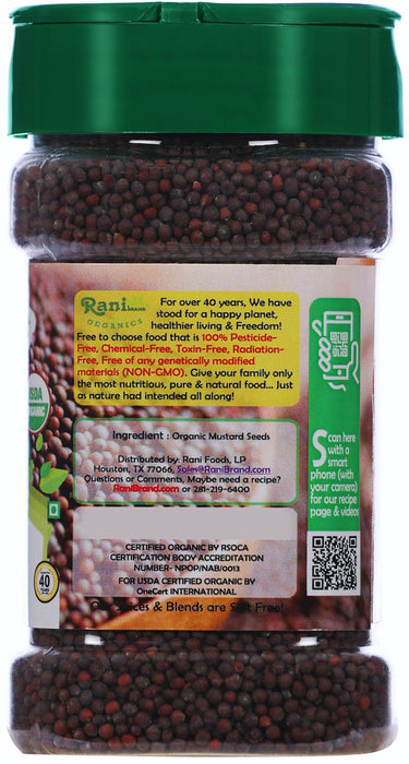 Rani Organic Black Mustard Seeds Whole Spice (Rai Sarson) 3.5oz (100g) PET Jar ~ All Natural | Vegan | Indian Origin | USDA Certified Organic