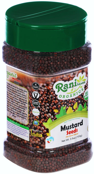 Rani Organic Black Mustard Seeds Whole Spice (Rai Sarson) 3.5oz (100g) PET Jar ~ All Natural | Vegan | Indian Origin | USDA Certified Organic