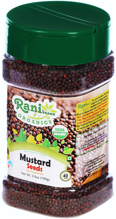 Rani Organic Black Mustard Seeds Whole Spice (Rai Sarson) 3.5oz (100g) PET Jar ~ All Natural | Vegan | Indian Origin | USDA Certified Organic