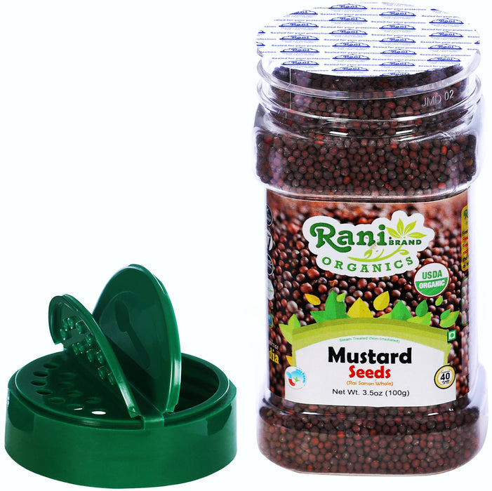 Rani Organic Black Mustard Seeds Whole Spice (Rai Sarson) 3.5oz (100g) PET Jar ~ All Natural | Vegan | Indian Origin | USDA Certified Organic