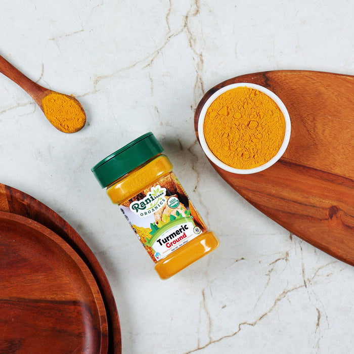 Rani Organic Turmeric (Haldi) Root Powder Spice, (High Curcumin Content) 3oz (85g) PET Jar ~ All Natural | Indian Origin | USDA Certified Organic