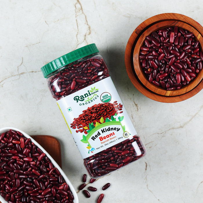 Rani Organic Red Kidney Beans (Rajmah Beans) Light 48oz (3lbs) 1.36kg Bulk PET Jar ~ All Natural | Vegan | Gluten Friendly | NON-GMO | Indian Origin
