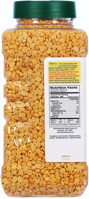 Rani Organic Toor Dal (Split Pigeon Peas) 32oz (2lbs) 908g PET Jar ~ All Natural | Vegan | Gluten Friendly | NON-GMO | Indian Origin